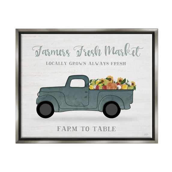 Stupell Industries Farmers Fresh Market Truck Graphic Art Luster Gray Floating Framed Canvas Print Wall Art, Design by Natalie Carpentieri