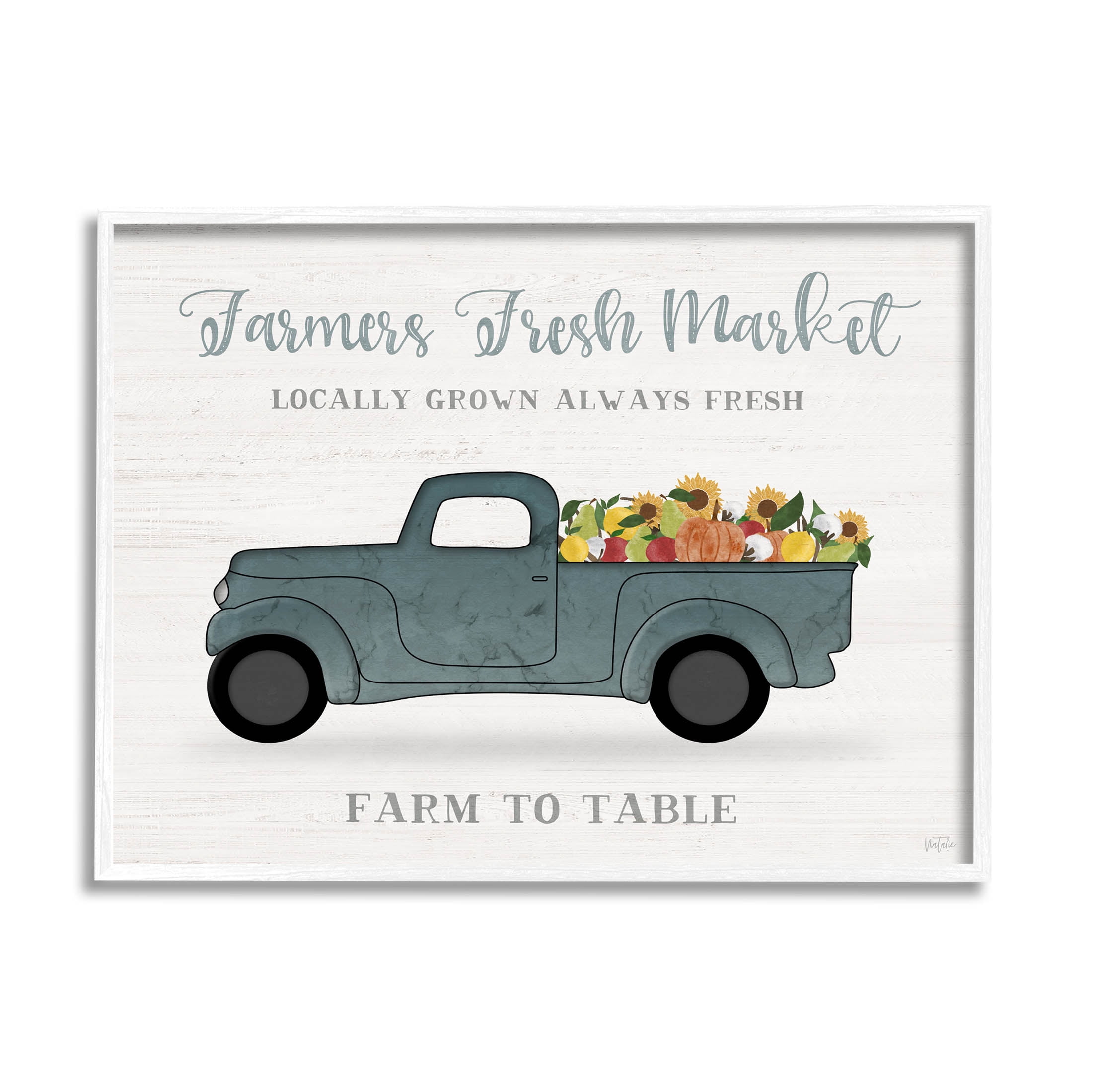 Stupell Industries Farmers Fresh Market Truck Graphic Art White Framed Art Print Wall Art, Design by Natalie Carpentieri
