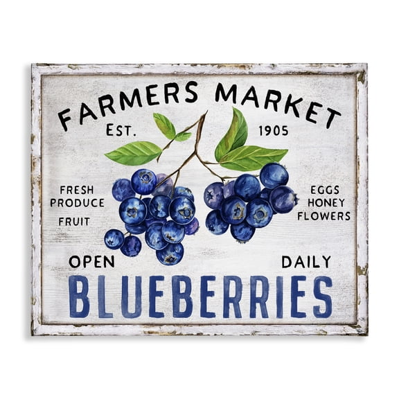 Stupell Industries Farmers Market Blueberries Food & Beverage Painting Wrapped Canvas Art Print Wall Art, 20 x 16