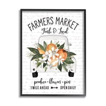 Stupell Industries Farmers Market Orange Blossom Truckload Rustic Sign Graphic Art Black Framed Art Print Wall Art, Design by Lettered and Lined