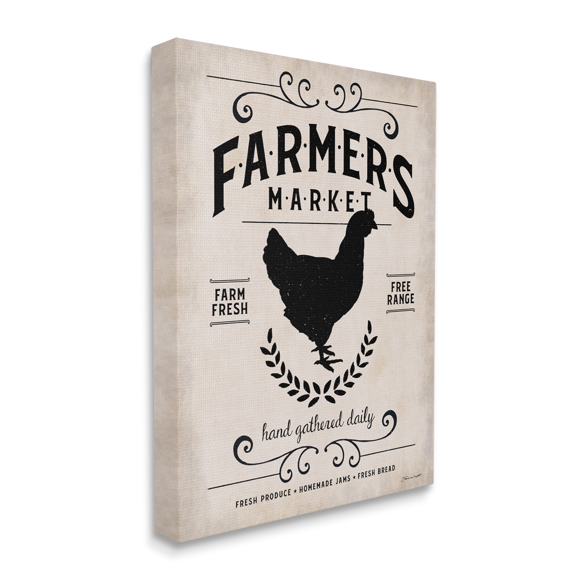 Stupell Industries Farmers Market Rooster Animal Rustic Textured Word Design Canvas Wall Art by Stephanie Workman Marrott