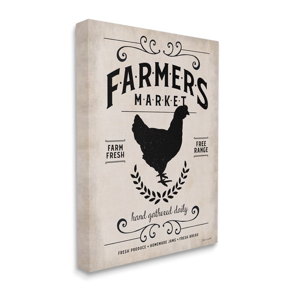 Stupell Industries Farmers Market Rooster Animal Rustic Textured Word Design Canvas Wall Art by Stephanie Workman Marrott