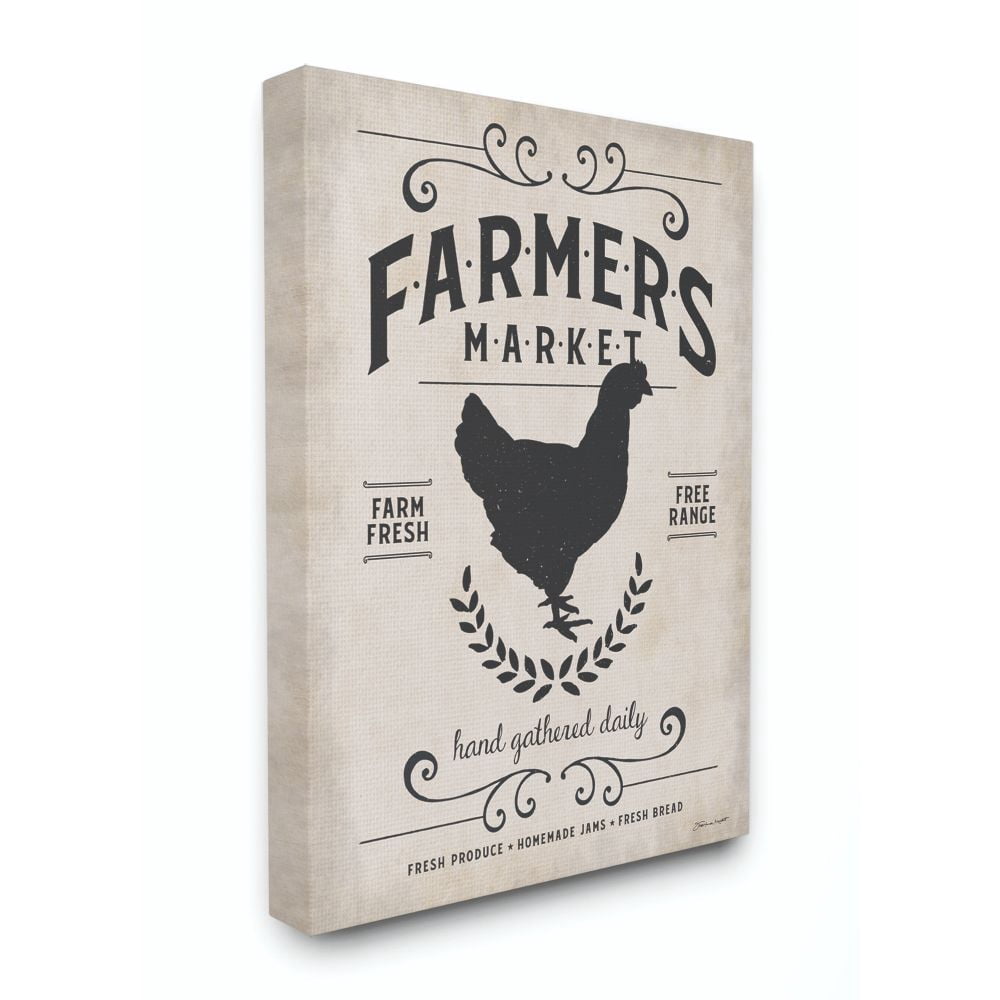Stupell Industries Farmers Market Rooster Animal Rustic Textured Word Design Super Canvas Wall Art by Stephanie Workman Marrott