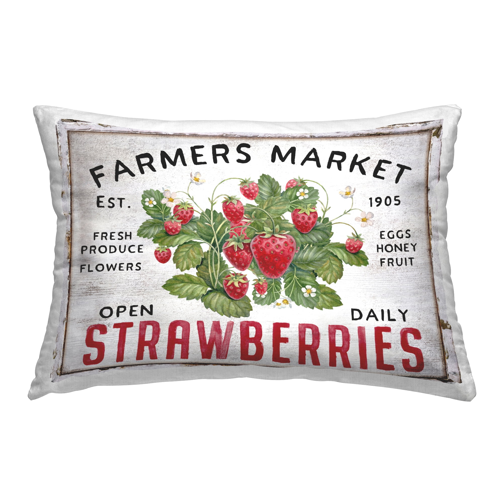 Stupell Industries Farmers Market Strawberries Decorative Printed Throw Pillow Design by Creatif Belle.