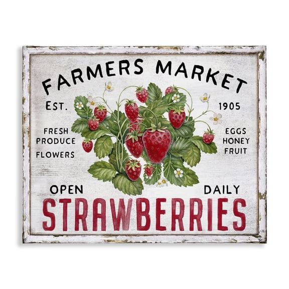 Stupell Industries Farmers Market Strawberries Food & Beverage Painting Wrapped Canvas Art Print Wall Art, 20 x 16