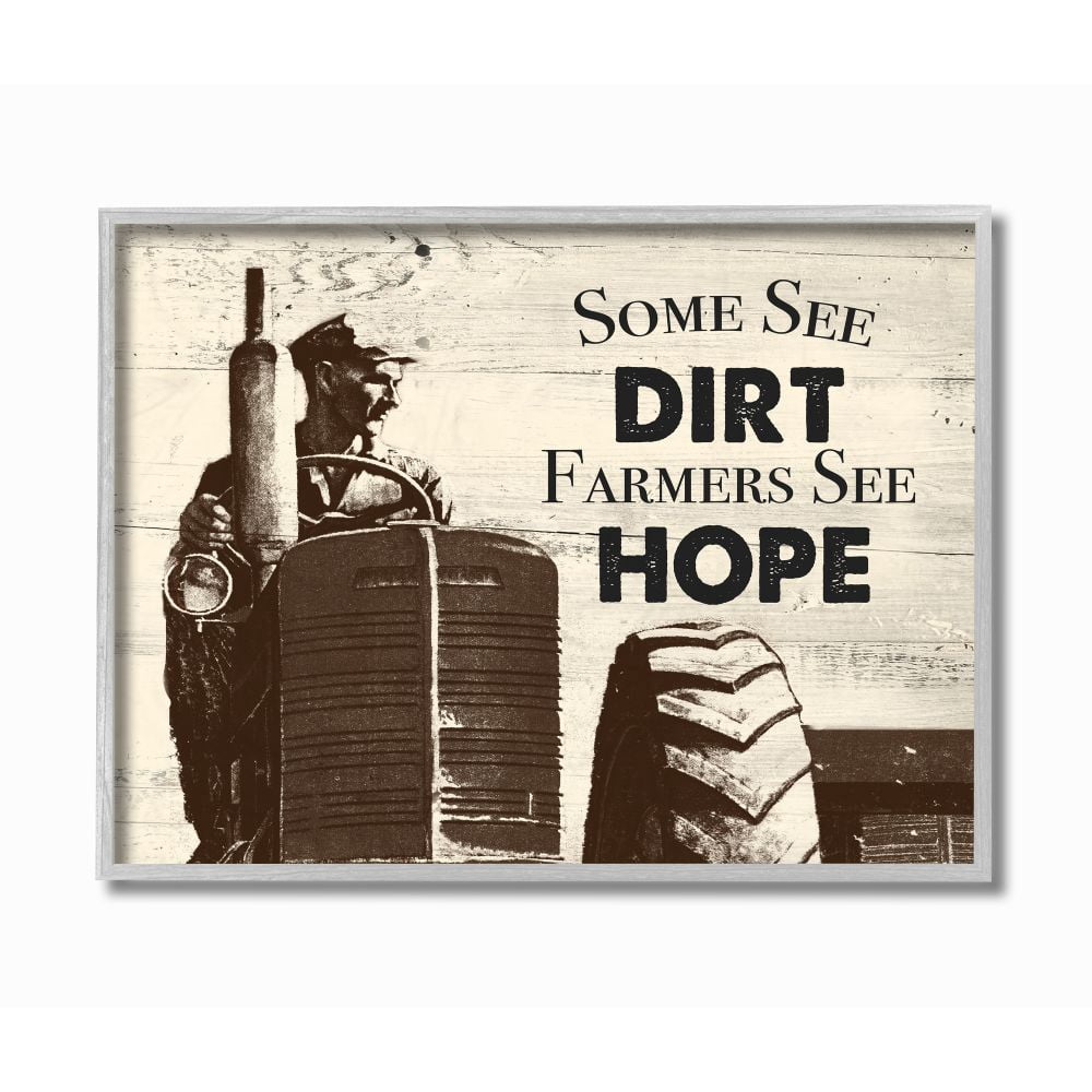 Stupell Industries Farmers See Hope Rustic Wood Texture Word Design Graphic Art Gray Framed Art Print Wall Art, 11x14, by The Saturday Evening Post