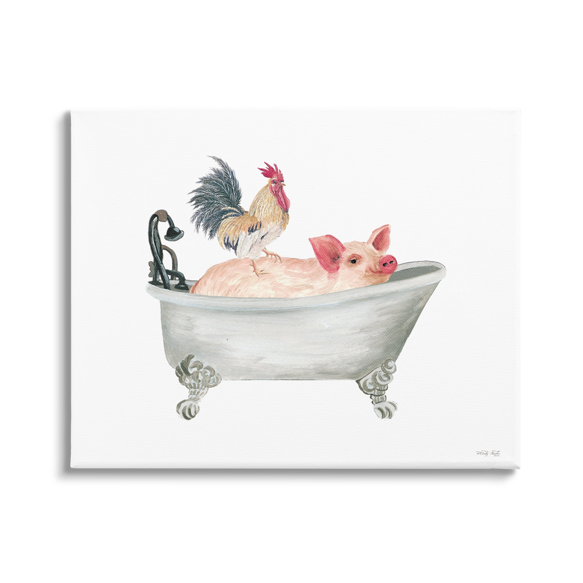 Stupell Industries Farmhouse Animals Tub Animals & Insects Painting Gallery Wrapped Canvas Art Print Wall Art, 40 x 30