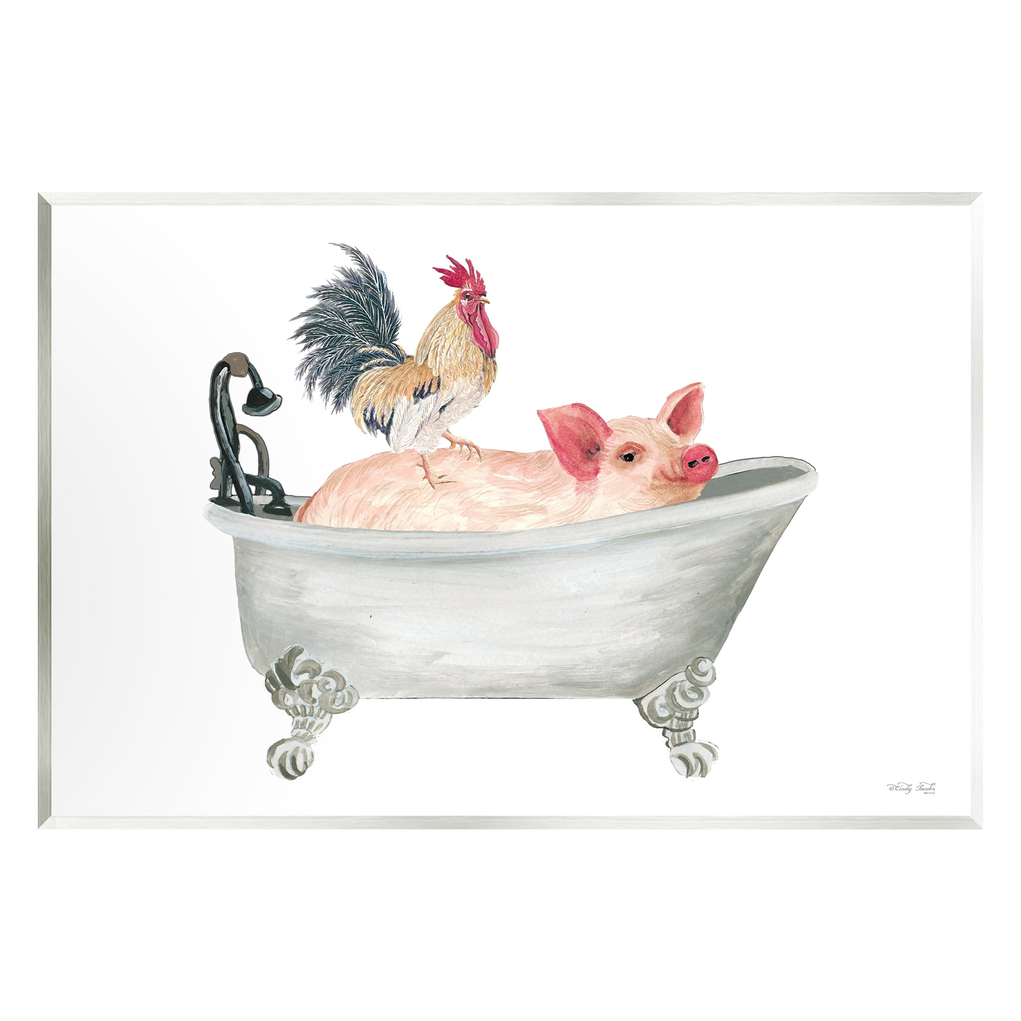 Stupell Industries Farmhouse Animals Tub Animals & Insects Painting Unframed Art Print Wall Art, 15 x 10