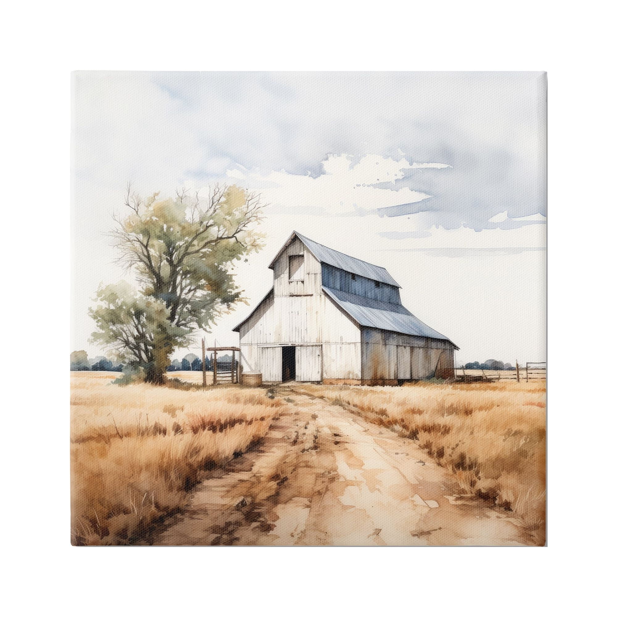 Stupell Industries Farmhouse Barn Landscape Landscape Painting Gallery Wrapped Canvas Art Print Wall Art, 36 x 36