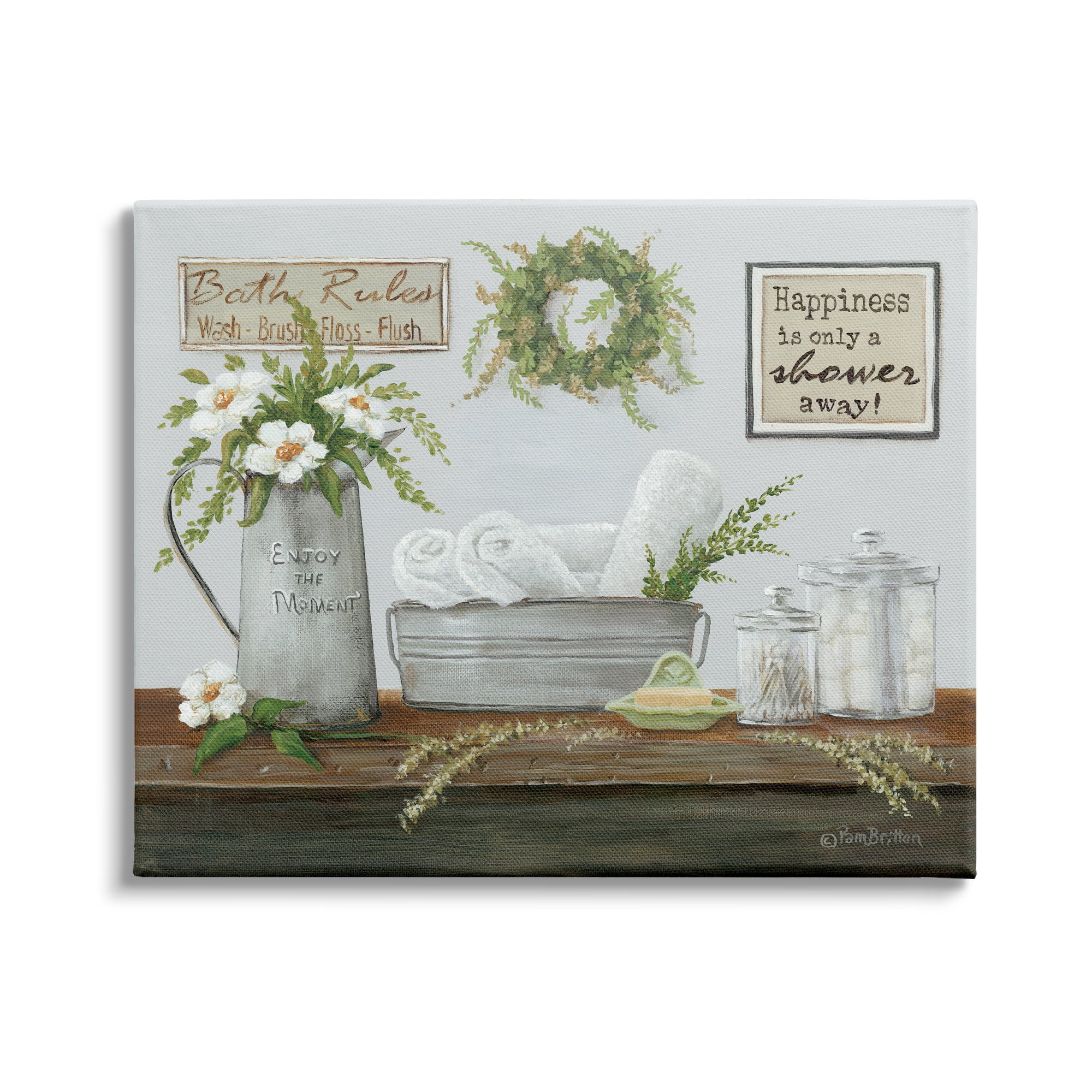 Stupell Industries Farmhouse Bathroom Counter Still Life Motivational Phrases, 40 x 30,Design by Pam Britton