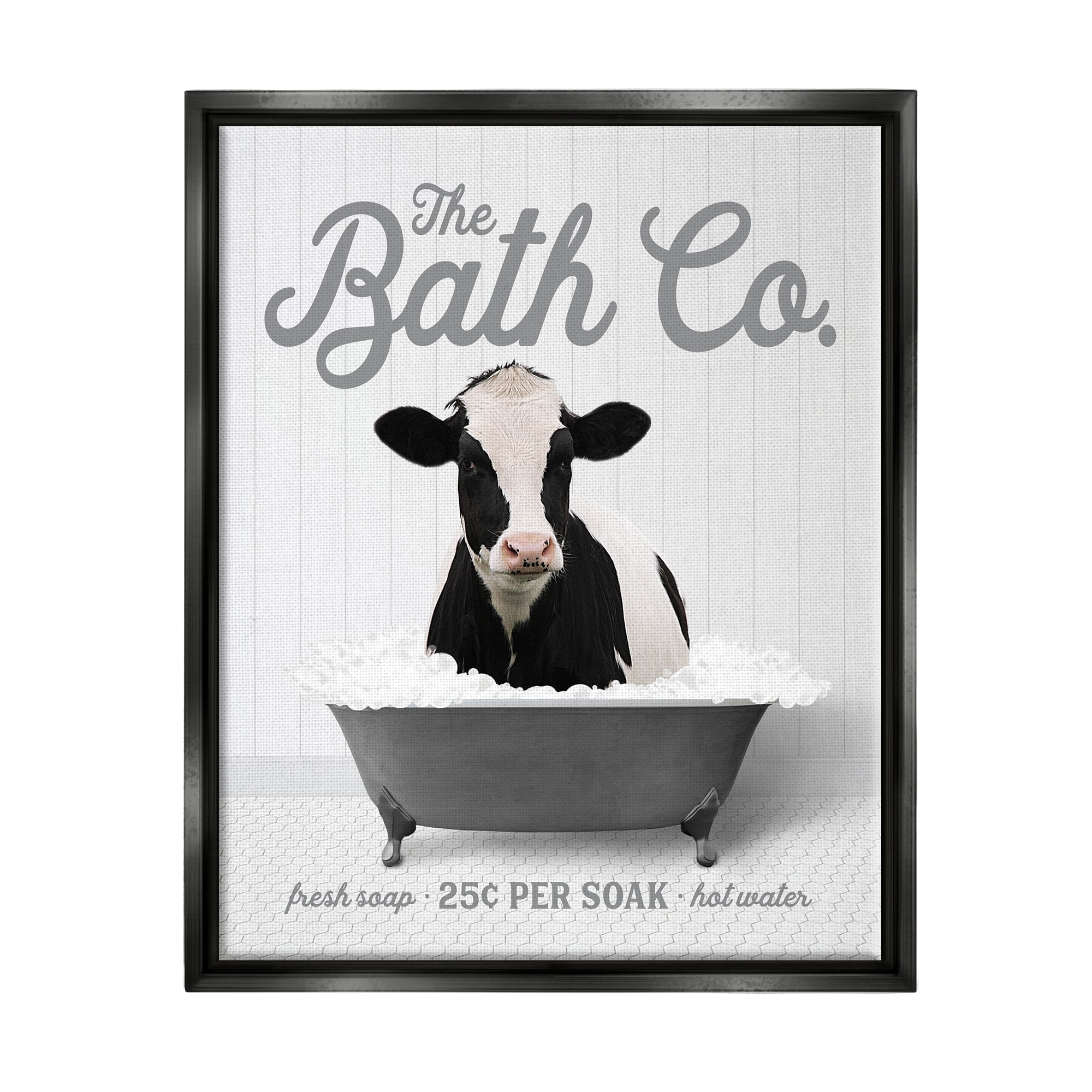 Stupell Industries Farmhouse Bathtub Bubbles Animals & Insects Painting Black Floater Framed Art Print Wall Art, 25 x 31