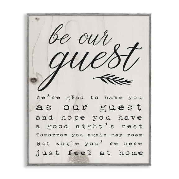 Stupell Industries Farmhouse Be Our Guest Poem Cursive Gray Framed Giclee Art, 16 x 20, by Lil' Rue