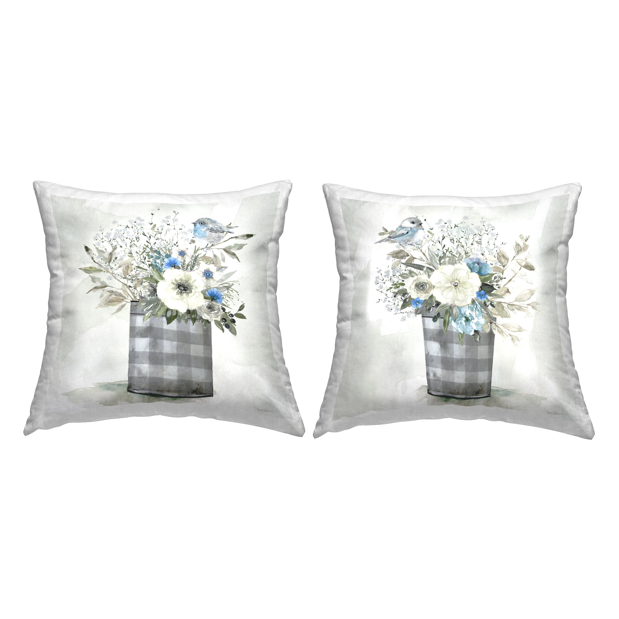 Stupell Industries Farmhouse Botanical Blues Decorative Printed Throw Pillow Design by Carol Robinson.