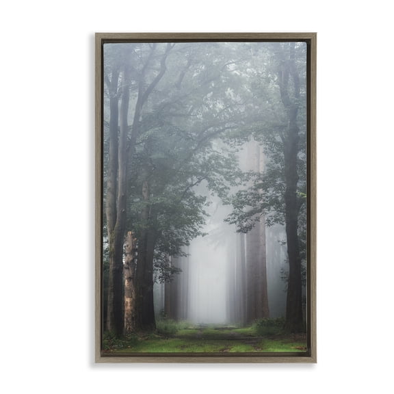 Stupell Industries Farmhouse Calm Forest Clearing Brown Floating Frame Canvas Art, 21 x 31, by Martin Podt