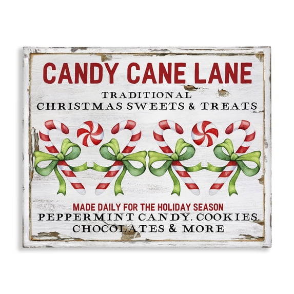 Stupell Industries Farmhouse Candy Cane Lane Sign Canvas Art, 20 x 16, by Creatif Belle