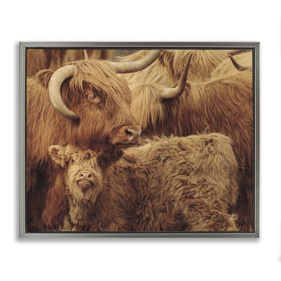 Stupell Industries Farmhouse Cattle & Calf Photography Gray Floating Frame Canvas Art, 31 x 25, by Nathan Larson