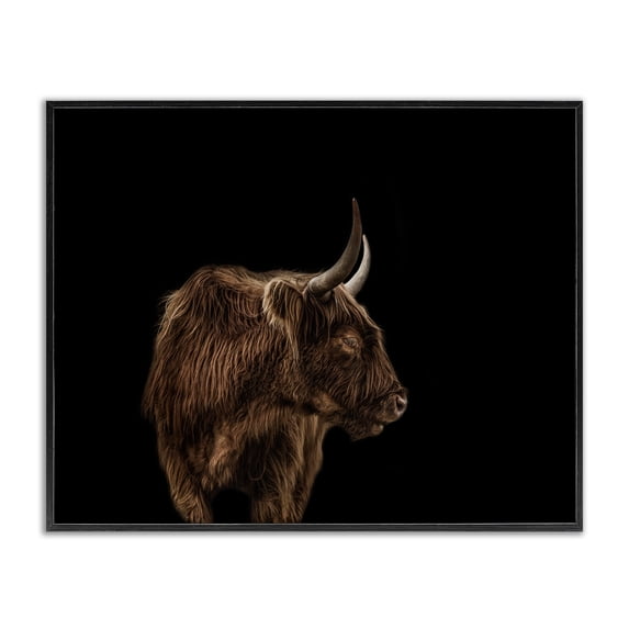 Stupell Industries Farmhouse Cattle Side Portrait Minimal Modern Farm Photography Black Framed Giclee Art, 20 x 16, by Marika Moffit