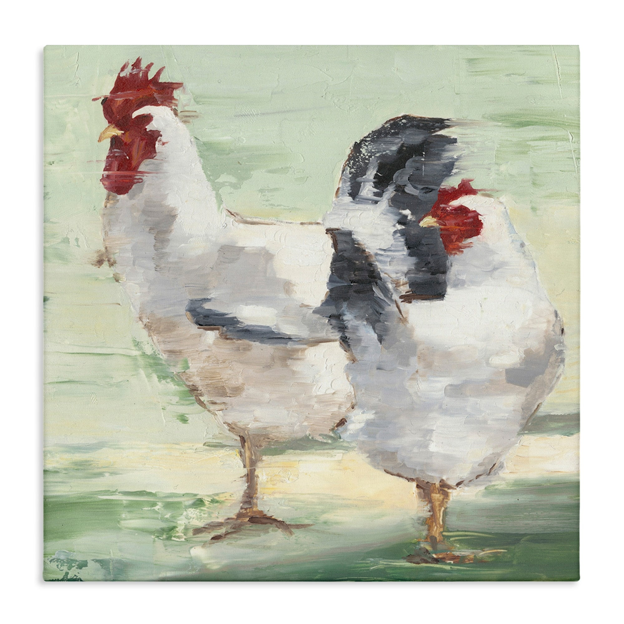 Stupell Industries Farmhouse Chickens Hens Painting Animals & Insects Painting Gallery Wrapped Canvas Print Wall Art