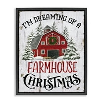 Stupell Industries Farmhouse Christmas Dreaming Holiday Painting Black Floater Framed Canvas Art Prints Wall Art, 17 x 21