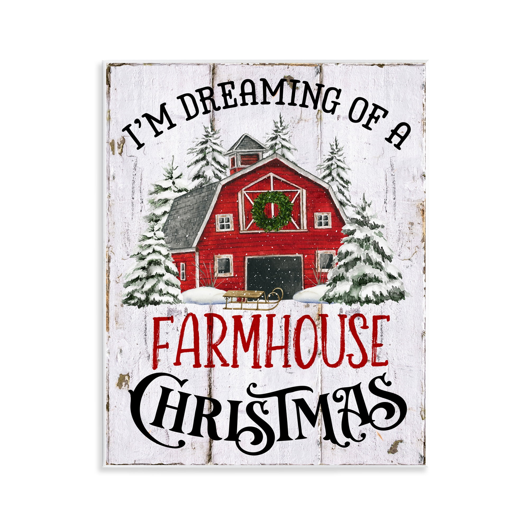 Stupell Industries Farmhouse Christmas Dreaming Holiday Painting Unframed Art Prints Wall Art, 11 x 14