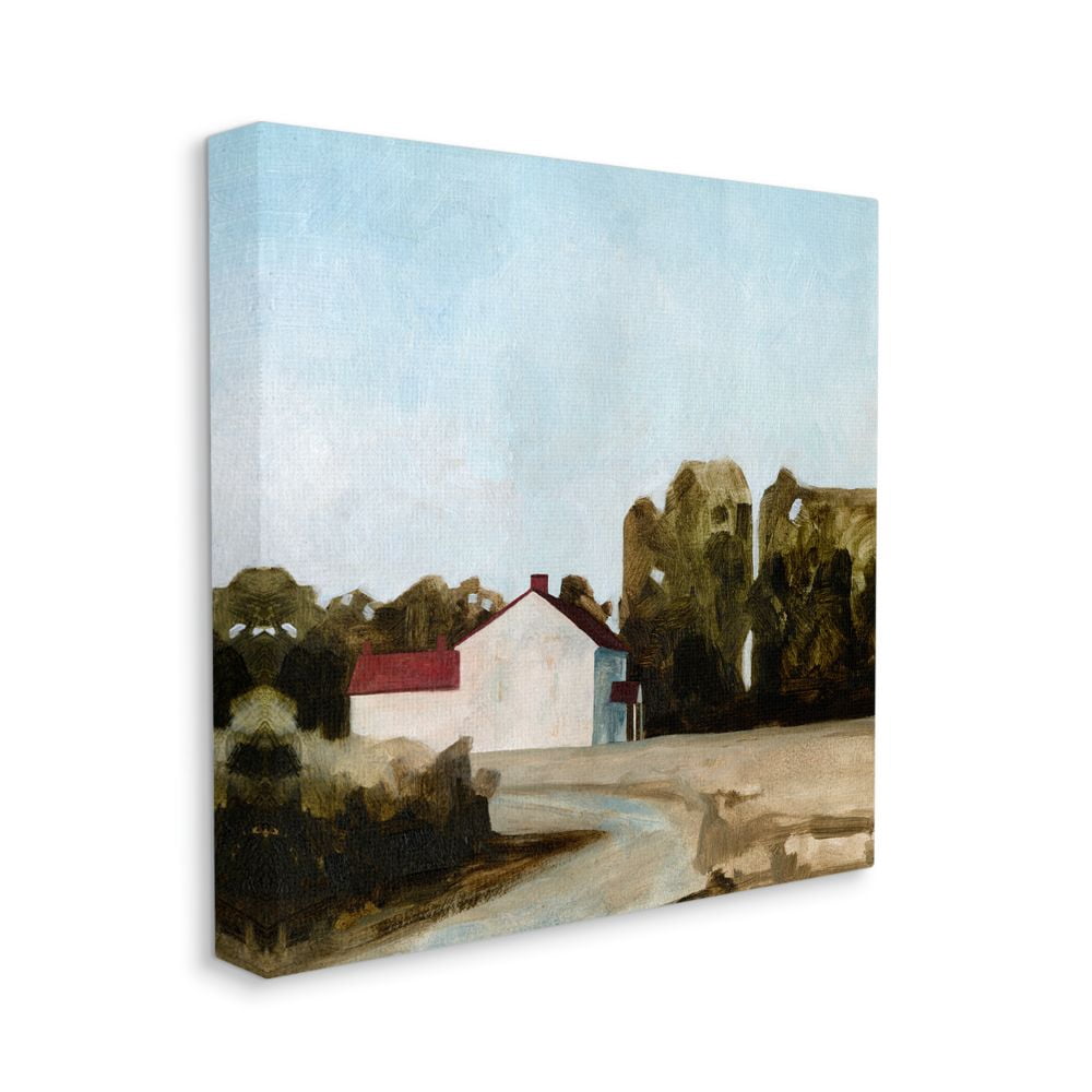 Stupell Industries Farmhouse Cottage in Meadow Traditional Landscape Canvas Wall Art Design by Emma Caroline, 24" x 24"