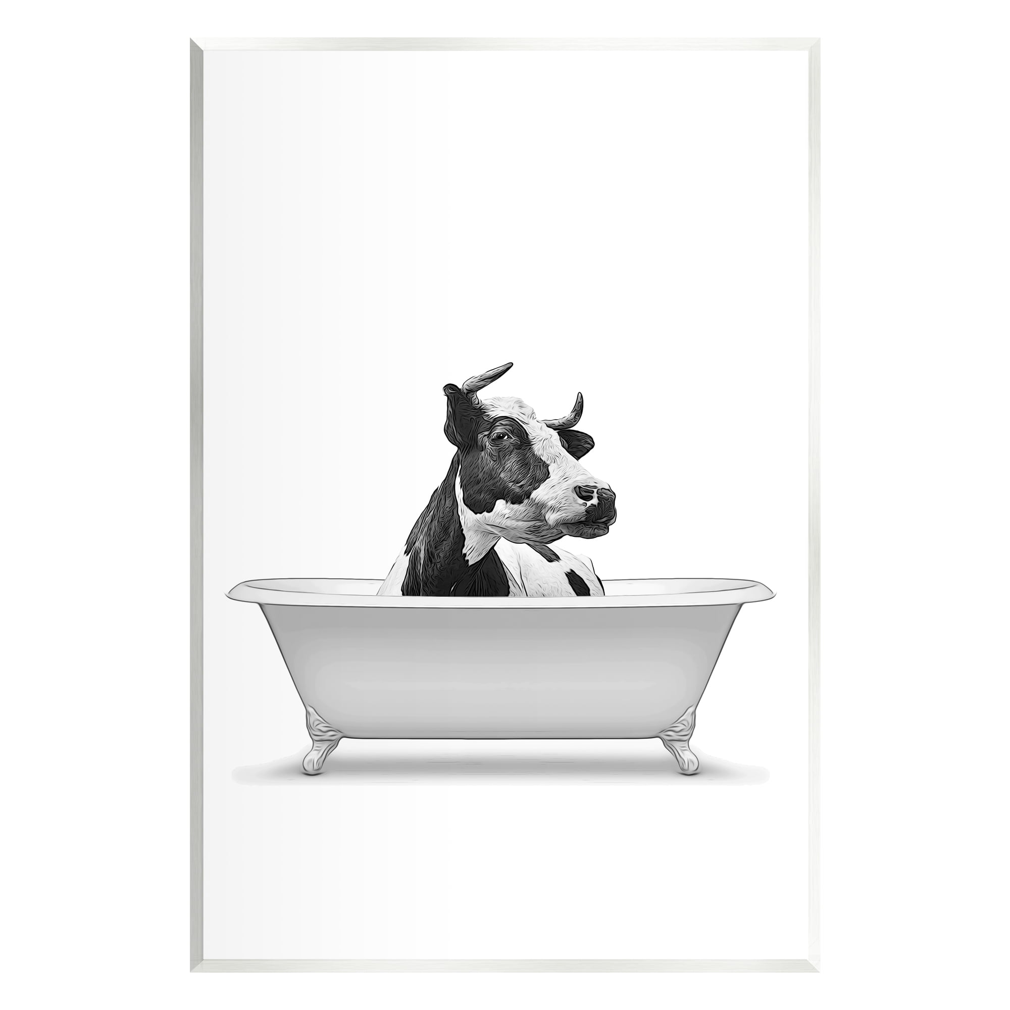 Stupell Industries Farmhouse Cow Bathtub Portrait Animals & Insects Painting Unframed Art Print Wall Art