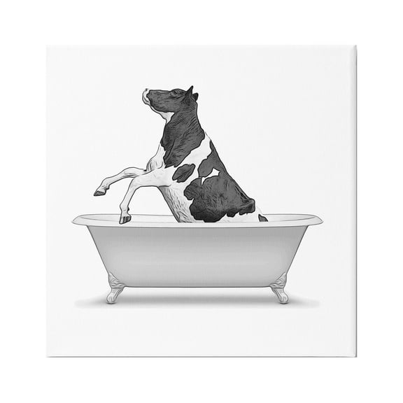 Stupell Industries Farmhouse Cow Vintage Bath Graphic Art Gallery Wrapped Canvas Print Wall Art, Design by Annalisa Latella