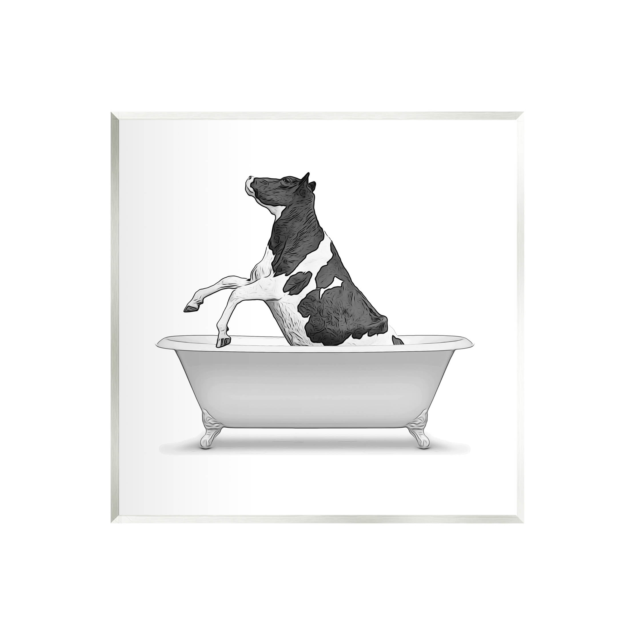 Stupell Industries Farmhouse Cow Vintage Bath Graphic Art Unframed Art Print Wall Art, Design by Annalisa Latella