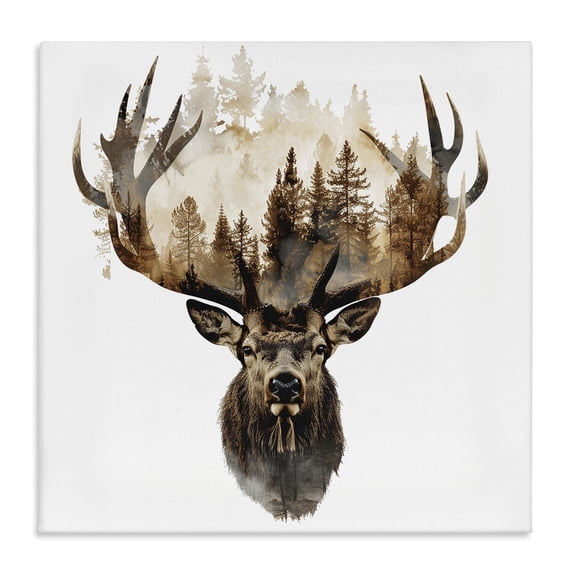 Stupell Industries Farmhouse Deer Forest Silhouette Canvas Art, 24 x 24, by LSR Design Studio