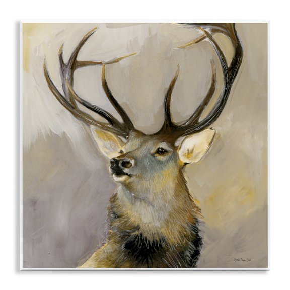 Stupell Industries Farmhouse Elk Forest Wildlife Portrait Wall Plaque Art, 12 x 12, by Stellar Design Studio