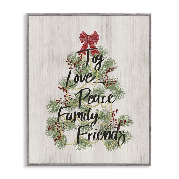 Stupell Industries Farmhouse Family Friends Christmas Tree Gray Framed Giclee Art, 11 x 14, by Dogwood Portfolio