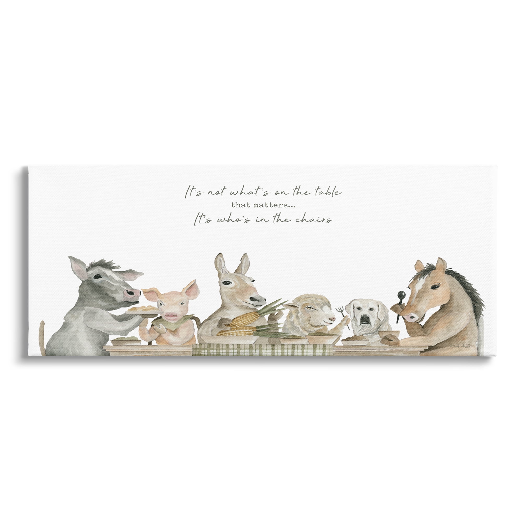 Stupell Industries Farmhouse Family Meal Animals & Insects Painting Gallery Wrapped Canvas Print Wall Art, 24 x 10