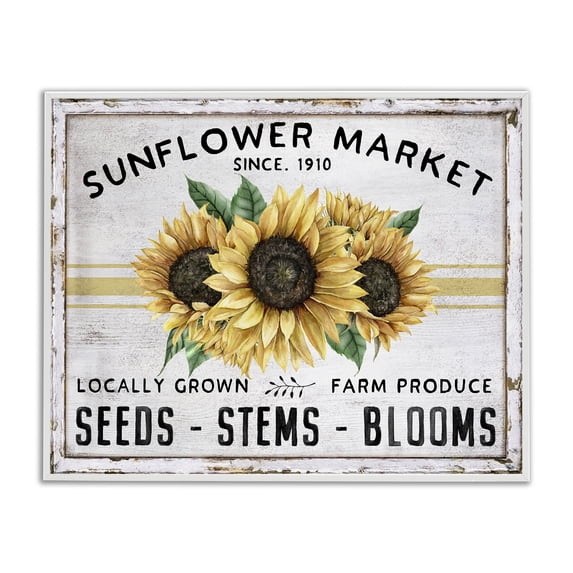 Stupell Industries Farmhouse Farmhouse Sunflower Market White Framed Giclee Art, 20 x 16, by Creatif Belle
