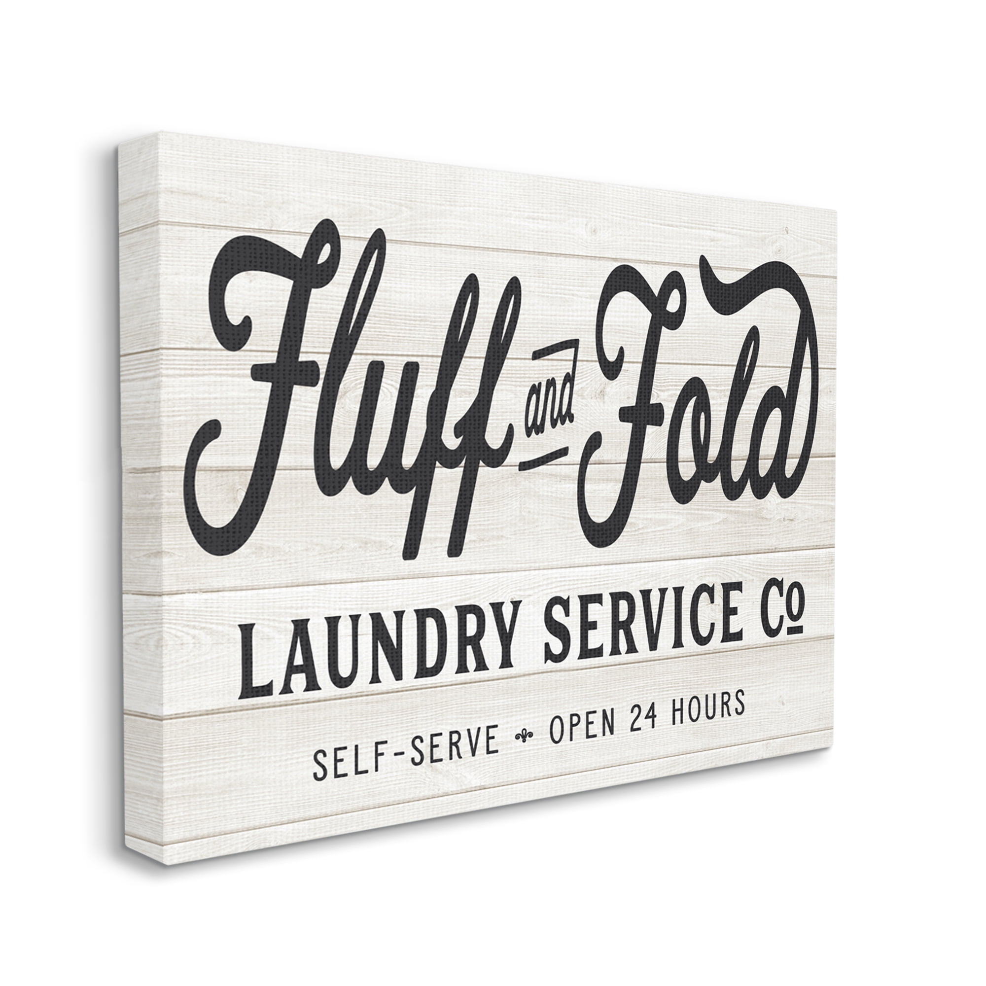 Stupell Industries Farmhouse Fluff and Fold Laundry Advertisement Rustic Pattern Typography Painting Gallery Wrapped Canvas Print Wall Art, 36 x 48