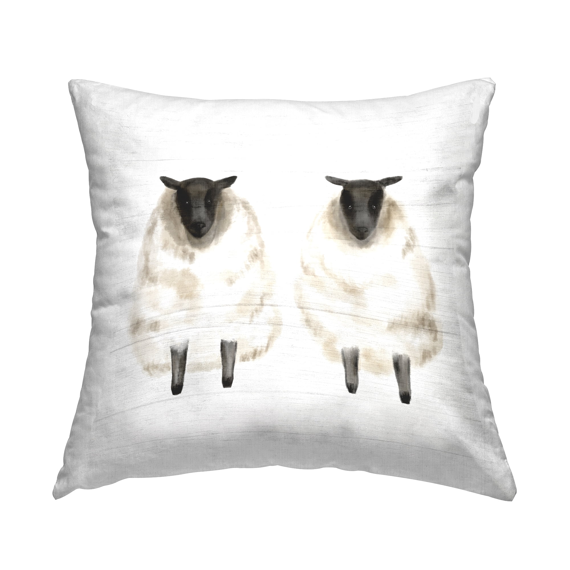 Stupell Industries Farmhouse Fluffy Sheep Duo Square Decorative Printed Throw Pillow, 18 x 18,