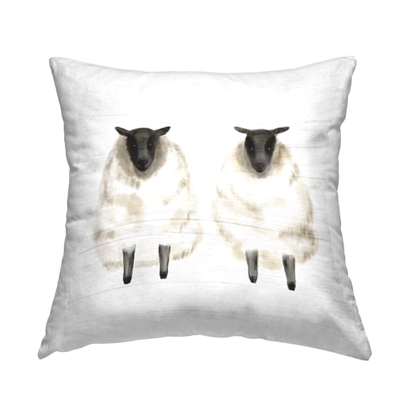 Stupell Industries Farmhouse Fluffy Sheep Duo Square Decorative Printed Throw Pillow, 18 x 18,