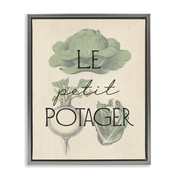 Stupell Industries Farmhouse French Vegetable Garden Gray Floating Frame Canvas Art, 17 x 21, by Lil' Rue