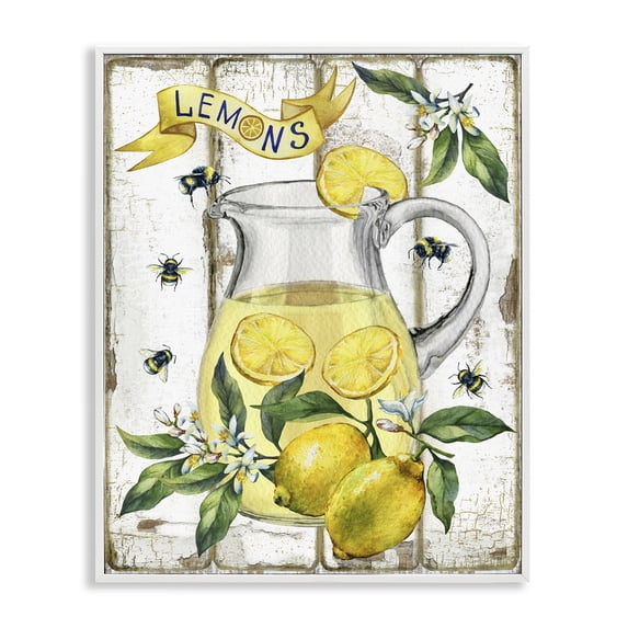 Stupell Industries Farmhouse Farmhouse Fresh Lemon White Framed Giclee Art, 24 x 30, by Creatif Belle