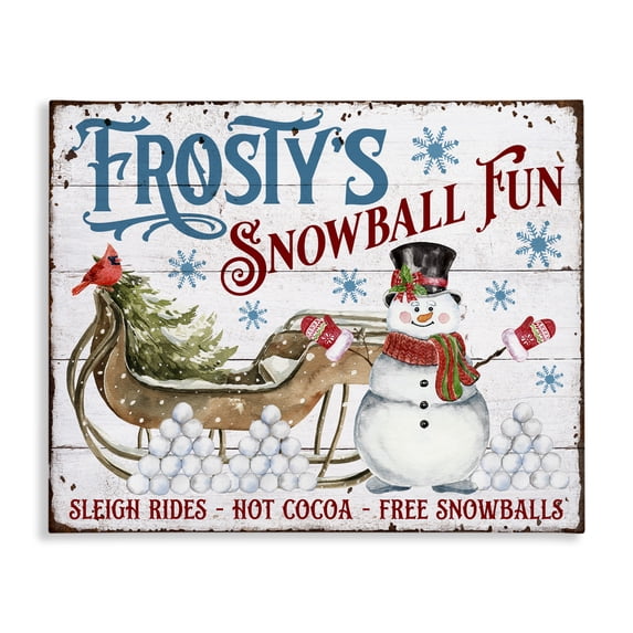Stupell Industries Farmhouse Frosty's Snowball Fun Canvas Art, 40 x 30, by Creatif Belle