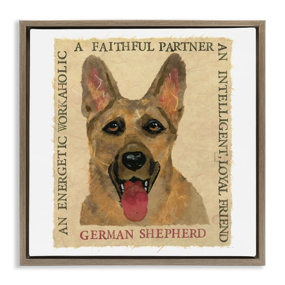 Stupell Industries Farmhouse Fun German Shepherd Phrases Brown Floating Frame Canvas Art, 25 x 25, by Nancy Overton