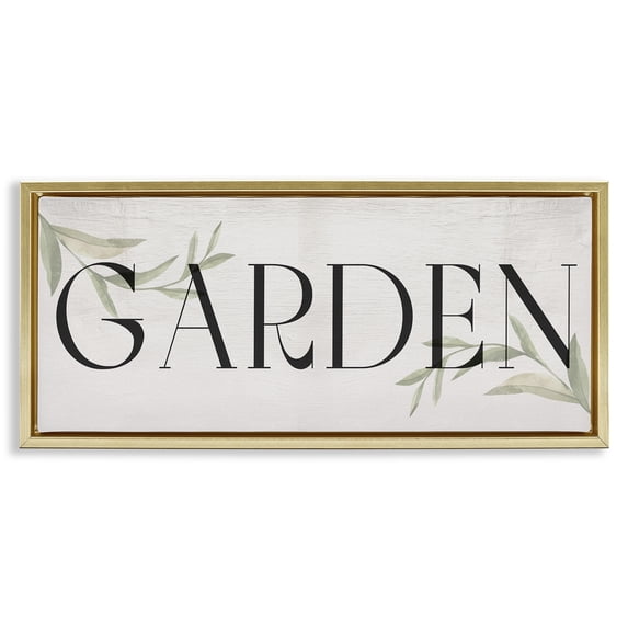 Stupell Industries Farmhouse Garden with Plant Sprigs Gold Floating Frame Canvas Art, 25 x 11, by Lil' Rue