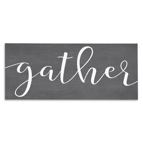 Stupell Industries Farmhouse Gather Rustic Family Calligraphy Cursive Sign Canvas Art, 24 x 10, by Lettered and Lined