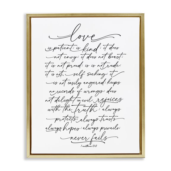 Stupell Industries Farmhouse Heartfelt Love Is Quote Classy Cursive Typography Gold Floating Frame Canvas Art, 25 x 31, by Lettered and Lined