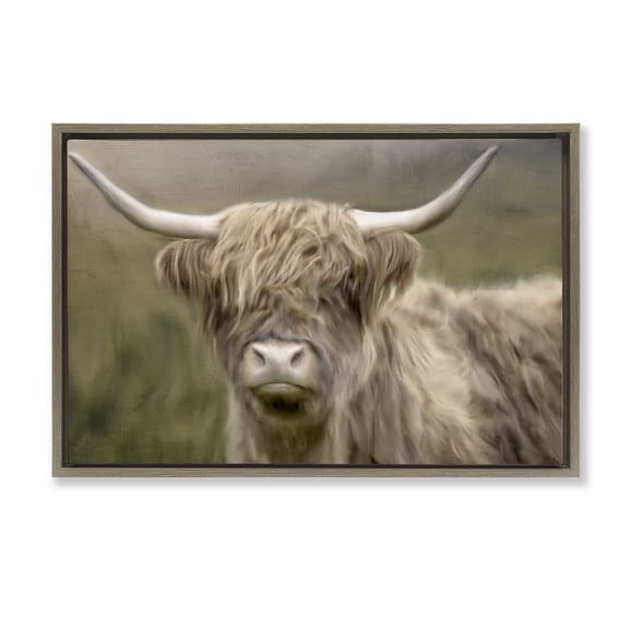 Stupell Industries Farmhouse Highland Dreams Cattle Portrait Brown Floating Frame Canvas Art, 31 x 21, by Kim Allen