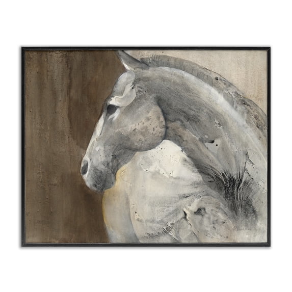 Stupell Industries Farmhouse Horse Portrait Looking Back Black Framed Giclee Art, 20 x 16, by Albena Hristova