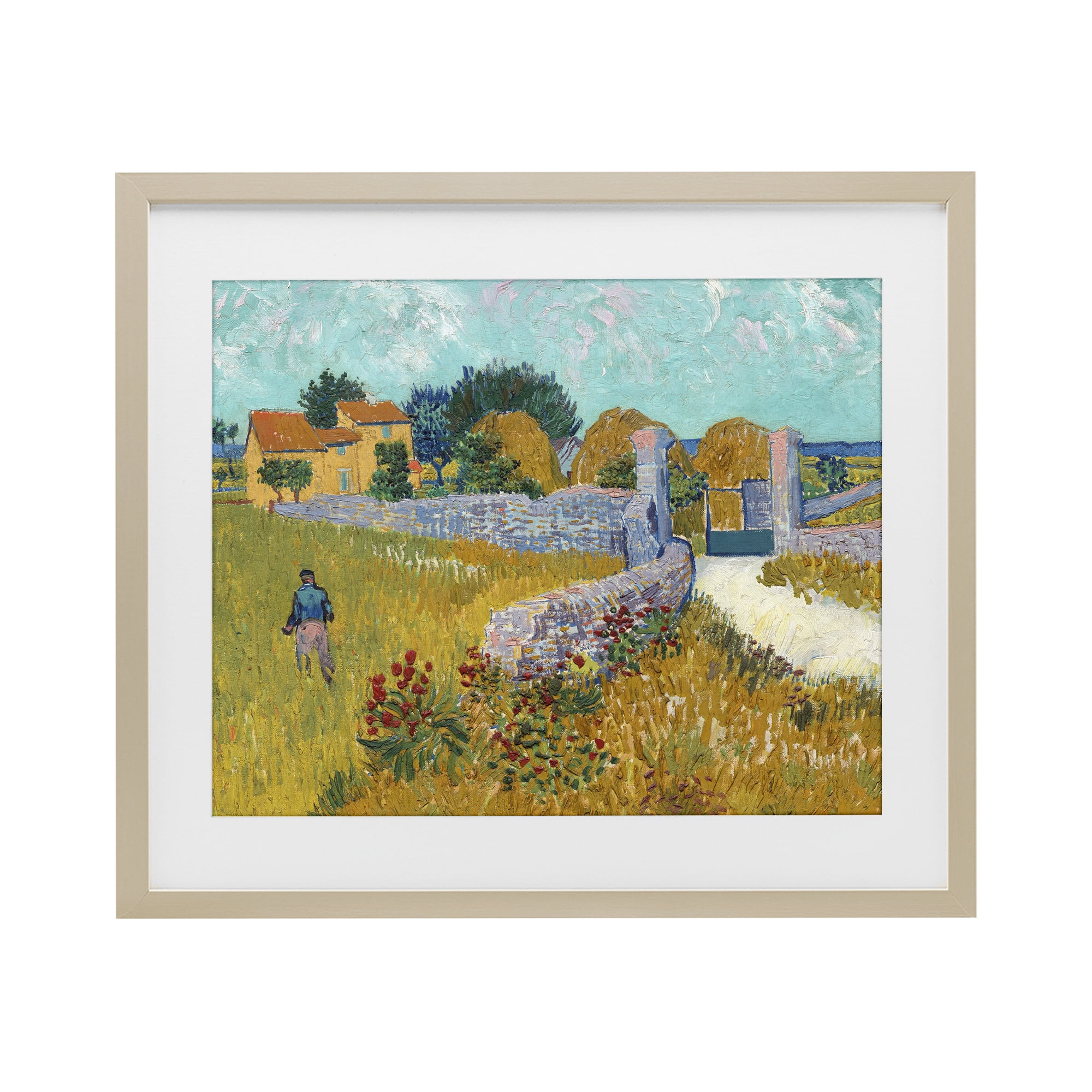 Stupell Industries Farmhouse In Provence Birch Framed Print Under Glass, design by Vincent Van Gogh