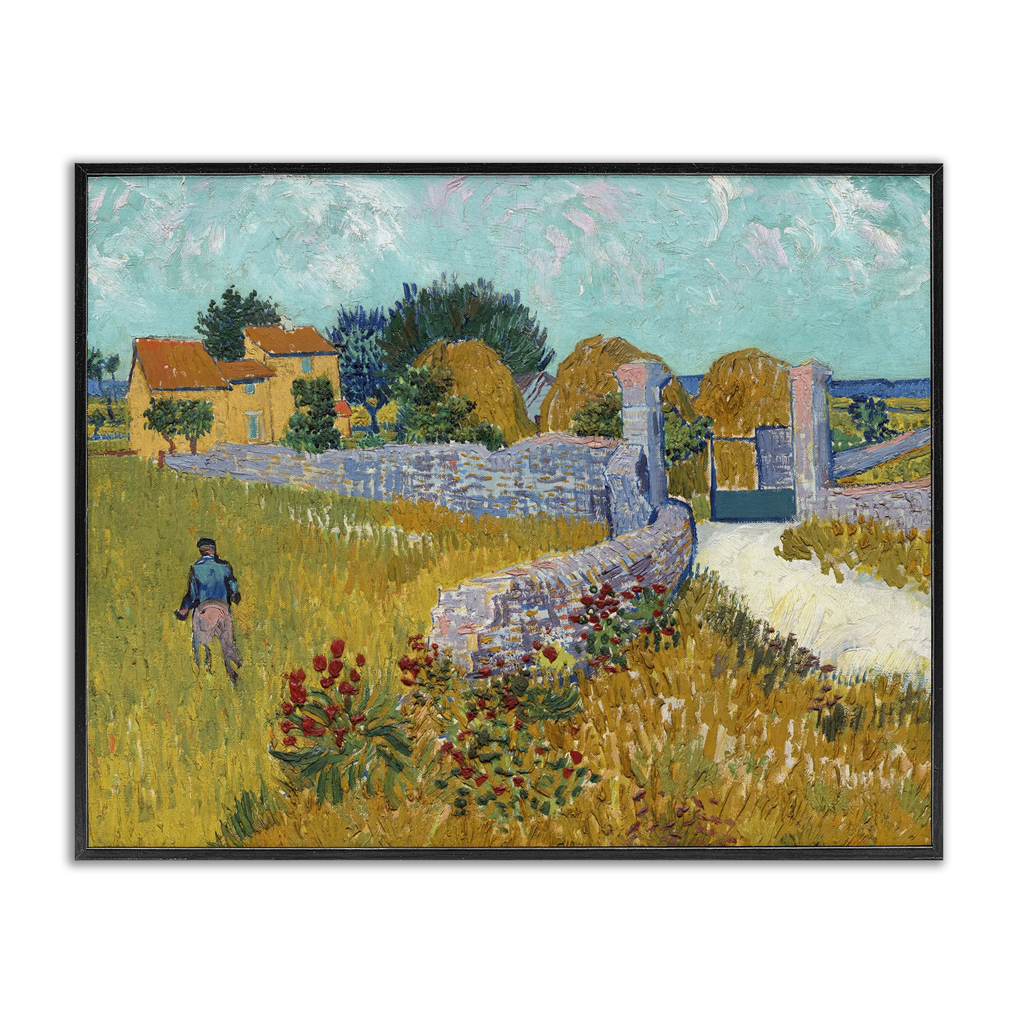 Stupell Industries Farmhouse In Provence Black Framed Giclee Art, design by Vincent Van Gogh