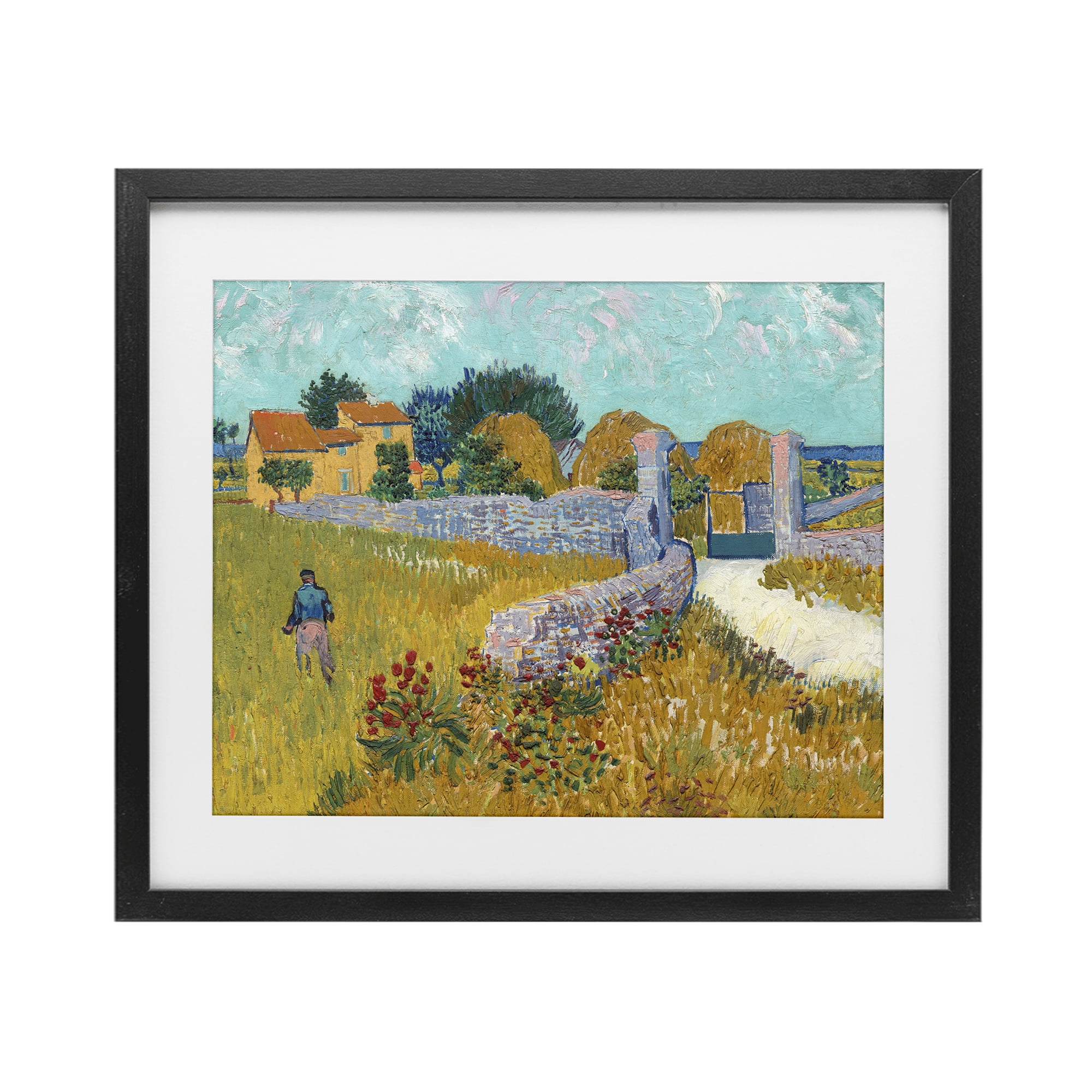 Stupell Industries Farmhouse In Provence Black Framed Print Under Glass, design by Vincent Van Gogh