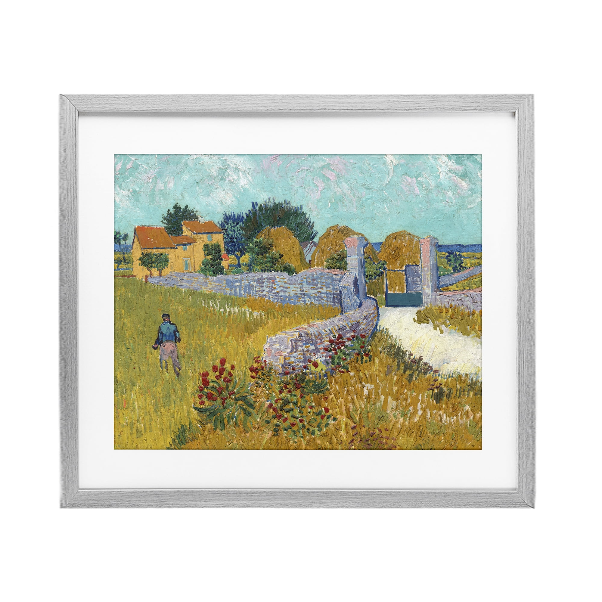 Stupell Industries Farmhouse In Provence Gray Framed Print Under Glass, design by Vincent Van Gogh