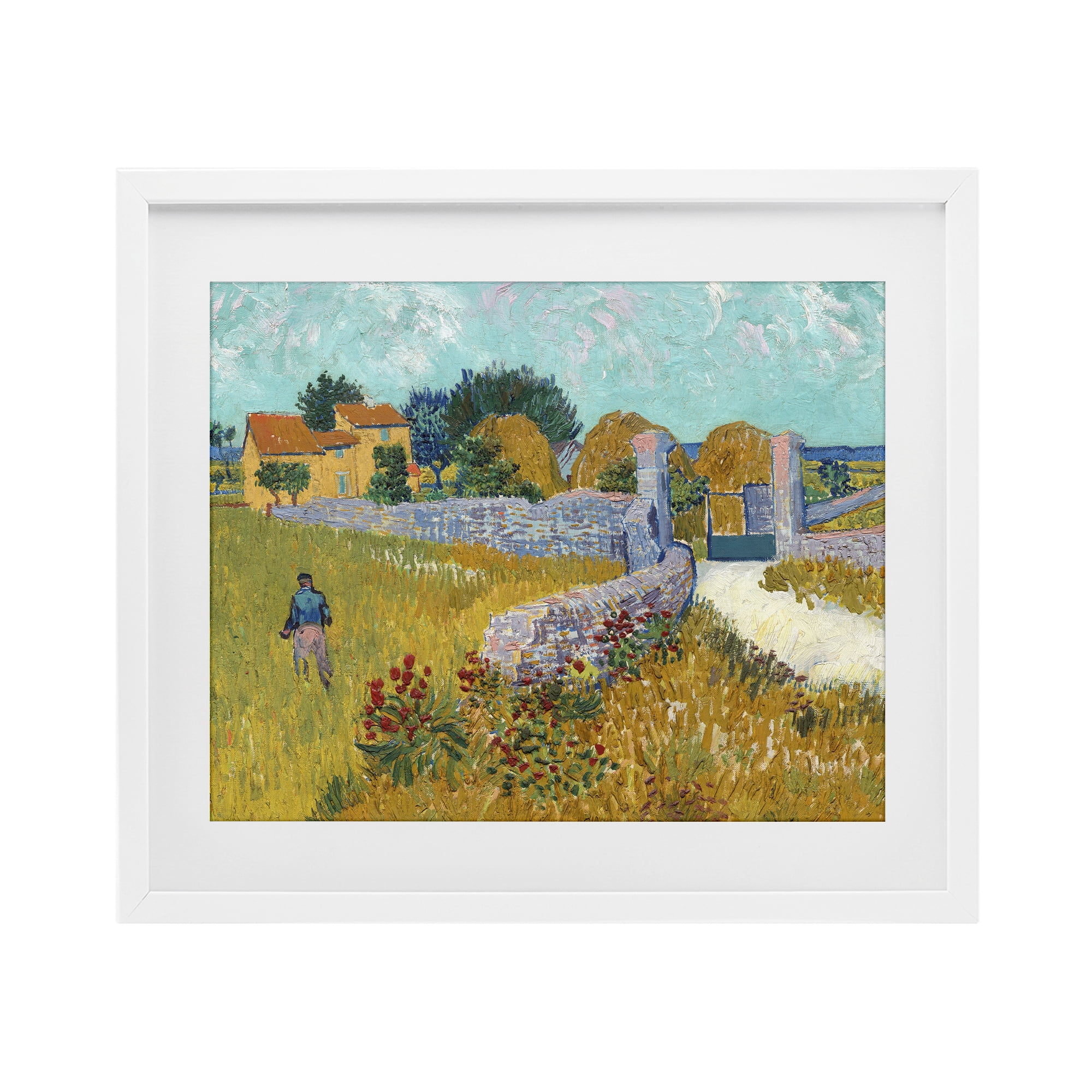 Stupell Industries Farmhouse In Provence White Framed Print Under Glass, design by Vincent Van Gogh